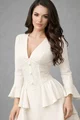 Rochie Scurta de Dama, Tip Sacou, cu Corset din Dantela, Andorra, Ivoire
