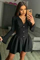 Rochie Scurta de Dama, Tip Sacou, cu Volane si Corset din Dantela, Ismyrra, Neagra