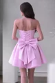 Rochie Scurta din Bistrech, fara Maneci, Accesorizata cu Funda la Spate, Zalora, Roz