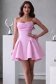 Rochie Scurta din Bistrech, fara Maneci, Accesorizata cu Funda la Spate, Zalora, Roz