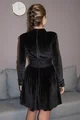 Rochie Scurta din Catifea, cu Maneci Lungi si Brau din Dantela, Valentine`s, Neagra