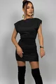 Rochie Scurta din Lycra ,cu Maneci Scurte , Eveline, Neagra