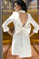 Rochie Tip Sacou, cu Funda Maxi la Spate, si Maneci Lungi, Diva, Ivoire