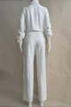 Salopeta Dama din Material Tip In, Lejera, cu Pantalon Evazat si Maneci Detasabile, Troya, Ivoire