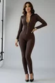 Salopeta de Dama, din Lycra, Cusaturi Evidentiate si Maneci Lungi, Onyra, Maro
