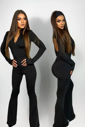 Salopeta de Dama, din Lycra, Evazata cu Spate Gol, Seduce, Neagra