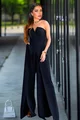 Salopeta Eleganta Lunga, cu Pantalon Larg Decupat, cu Decolteu, Fara Maneci, Escape, Neagra