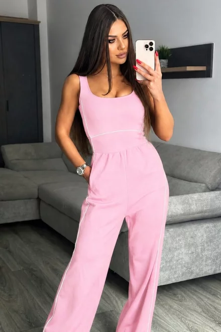 Salopeta Lejera de Dama, Lunga, din Lycra, cu Maneci Scurte, Andya, Roz