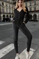 Salopeta Lounge Casual,Cambrata pe Talie din Catifea,cu Siret,Neagra