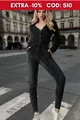 Salopeta Lounge Casual,Cambrata pe Talie din Catifea,cu Siret,Neagra