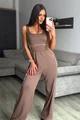 Salopeta Lunga de Dama, din Jersey, cu Maneci Scurte, Kalindra, Cappucino