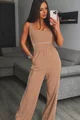 Salopeta Lunga de Dama, din Lycra, cu Maneci Scurte, Sally, Caramel