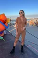 Salopeta Scurta de Dama, Din Crep Elastic si Inchidere Fermoar, Neversea, Bej