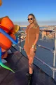 Salopeta Scurta de Dama, Din Crep Elastic si Inchidere Fermoar, Neversea, Bej