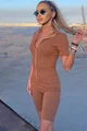 Salopeta Scurta de Dama, Din Crep Elastic si Inchidere Fermoar, Neversea, Bej