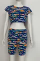 Set dama, Top Scurt si Colant 3/4, Terena, Multicolor