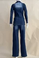 Tinuta dama din Jeans, Sacou Cambrat si Pantaloni Evazati, Elowen, Albastru