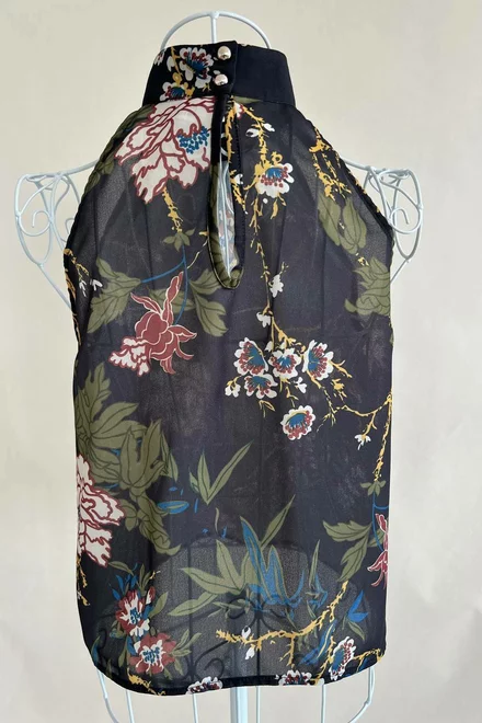 Top fara Maneci, pe Gat, din Satin,Lily, Multicolora