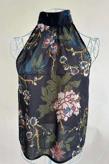 Top fara Maneci, pe Gat, din Satin,Lily, Multicolora