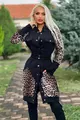 Trening Dama, din Bumbac, cu Centura in Talie, din Doua Piese, cu Imprimeu, Negru