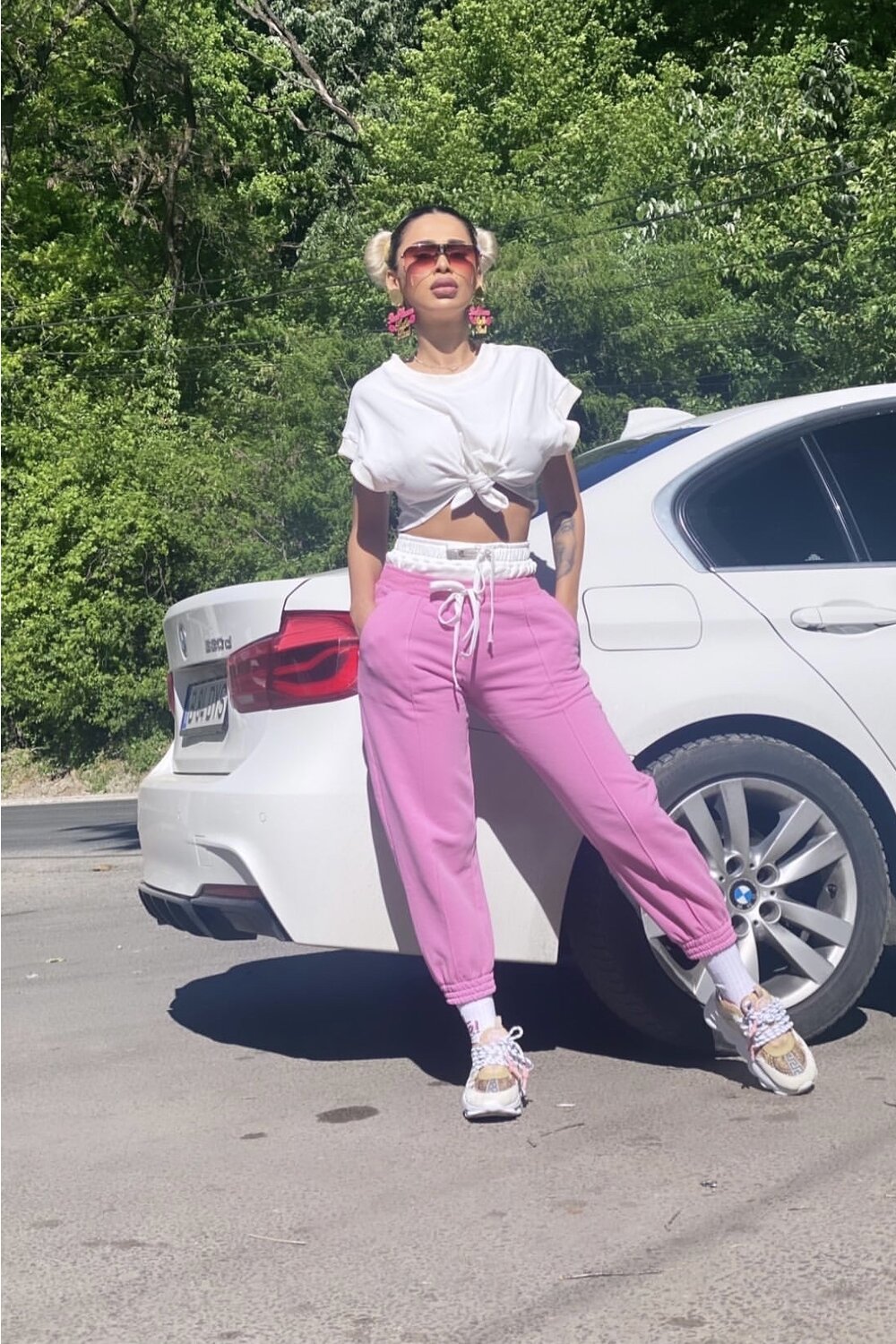 Trening dama WHITE AND PINK COMBO din jersey and