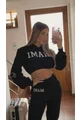 Trening de Dama 2 Piese, din Bumbac, cu Hanorac si Scris Miami in Contrast, Negru