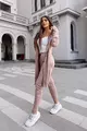 Trening de Dama din Bumbac,cu Pantalon Conic si Hanorac Lung, Polvere Roz