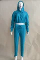 Trening de Dama, din Bumbac, din Doua Piese, Pantaloni Conici si Hanorac cu Gluga, Callia, Albastru
