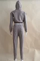 Trening de Dama, din Bumbac, din Doua Piese, Pantaloni Conici si Hanorac cu Gluga, Erica, Gri