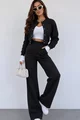 Trening de Dama, din Bumbac, Jacheta cu Inchidere Capse si Pantalon cu Buzunare, Vangelis, Negru