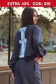Trening de Dama, din Bumbac Plusat, Doua Piese, Pantalon Lejer si Bluza cu Camasa Atasata, Libra, Bleumarin