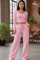 Trening de Dama, din Doua Piese, Bluza si Pantalon Lejer, Kelly, Roz