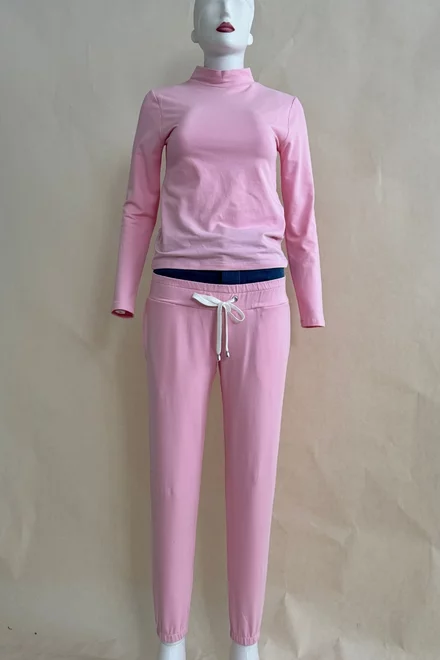 Trening de Dama, din Doua Piese, Bumbac Combinat cu Blug, Breezy, Roz