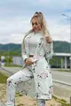 Trening de Dama, din doua Piese,cu Hanorac Lung Incheiat in Capse,si Pantalon Conic, Florencess , Ecru