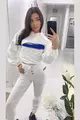Trening  de Dama, din doua Piese, Hanorac Oversize cu Fermoare Argintii si Pantalon cu Decupaje si Fermoare Laterale, Twilla, Ivoire