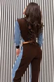 Trening de Dama, din Doua Piese, Hanorac si Pantalon cu Insertii Blug, Amaris, Maro 