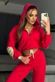 Trening de Dama, Doua Piese, din Bumbac, Hanorac si Pantaloni Lejeri, Gorgeous, Rosu