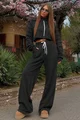 Trening Lejer de Dama, din Bumbac, Hanorac si Pantaloni cu Cusaturi Evidentiate, Evante, Negru