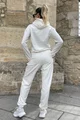 Trening Oversize de Dama, din Bumbac, Pantaloni cu Dublura, Conici si Hanorac cu Gluga, Breeze, Alb