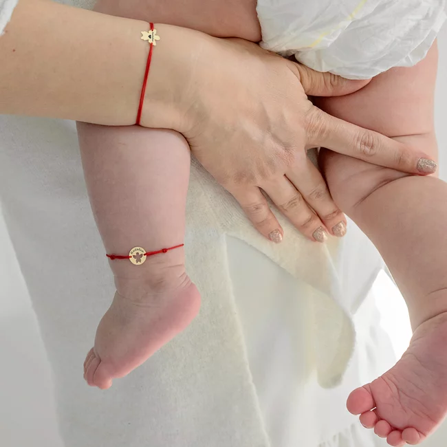 Bratara Aur bebelusi, snur si banut ingeras, personalizata (10 mm)