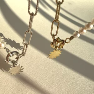 Bratara Argint 925 Premium cu lant, perle de cultura si soare decupat (15 mm)