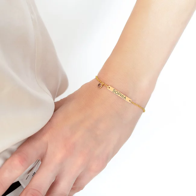 Bratara Argint 925 Premium cu Povestea mea - placuta personalizata cu numele (26 mm)