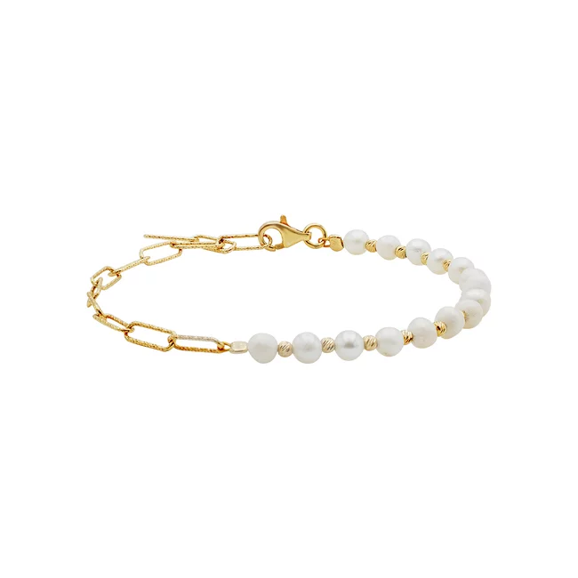 Bratara Argint 925 Premium dama - lant hardwear, bilute si perle de cultura