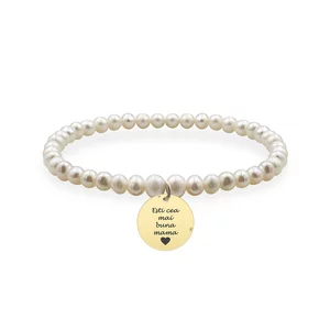Bratara Argint 925 Premium dama, perle naturale si banut, personalizata (12 mm)
