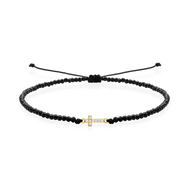 Bratara Argint 925 Premium dama - spinel si cruce cu zirconii (9mm)