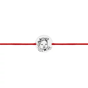 Bratara Argint bebelusi, gravata laser 4life cu poza, snur si banut (10 mm)