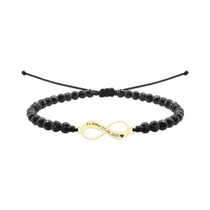 Bratara Argint Dama, onix fatetat si infinit, personalizata (18mm)
