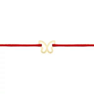 Bratara Aur 14K Dama, snur rosu si fluture 8 mm