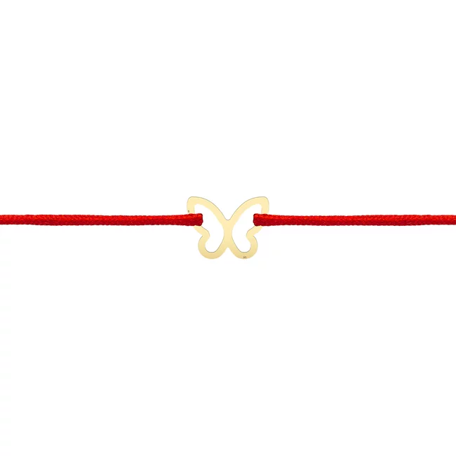 Bratara Aur 14K Dama, snur rosu si fluture 8 mm