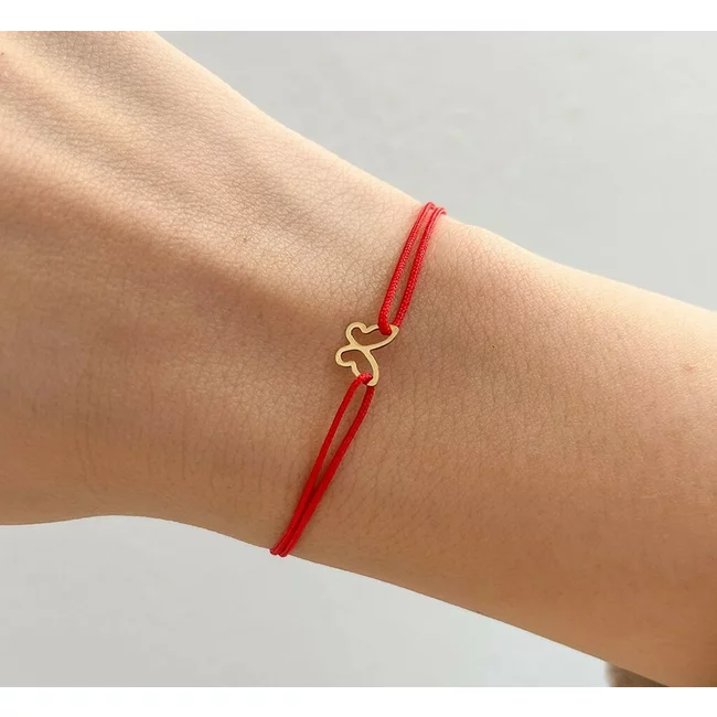Bratara Aur 14K Dama, snur rosu si fluture 8 mm